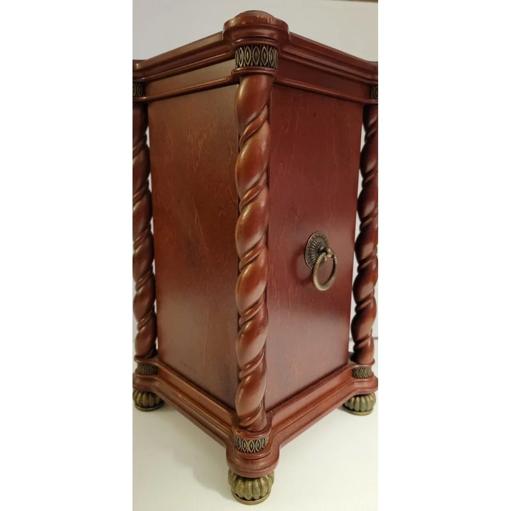 Vintage Cherry Wood Bombay Mantle Shelf Quartz Clock Hidden Storage Compartment